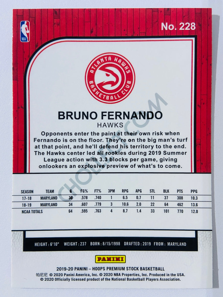 Bruno Fernando - Atlanta Hawks 2019-20 Panini Hoops Premium Stock RC Rookie #228