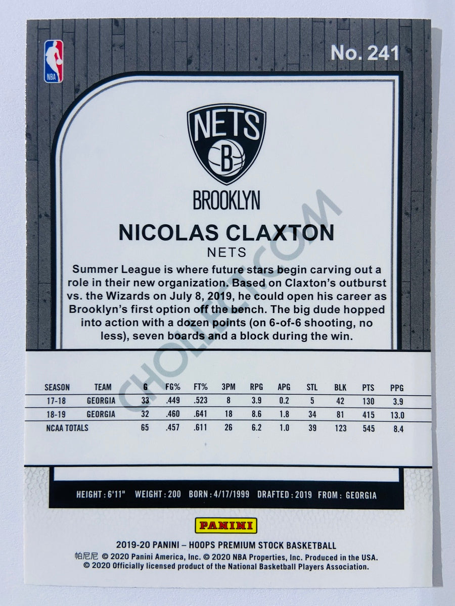 Nicolas Claxton - Brooklyn Nets 2019-20 Panini Hoops Premium Stock RC Rookie #241