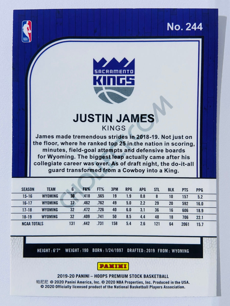 Justin James - Sacramento Kings 2019-20 Panini Hoops Premium Stock RC Rookie #244