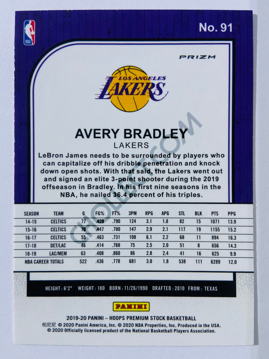 Avery Bradley - Los Angeles Lakers 2019-20 Panini Hoops Premium Stock Silver Parallel #91