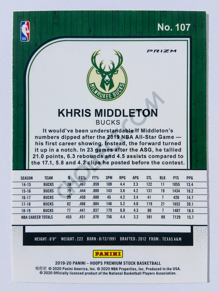 Khris Middleton - Milwaukee Bucks 2019-20 Panini Hoops Premium Stock Silver Parallel #107