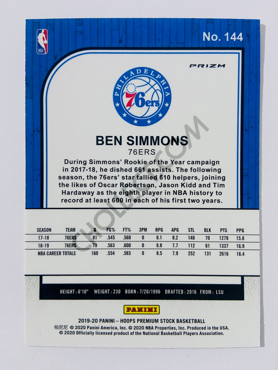 Ben Simmons – Philadelphia 76ers 2019-20 Panini Hoops Premium Stock Silver Parallel #144