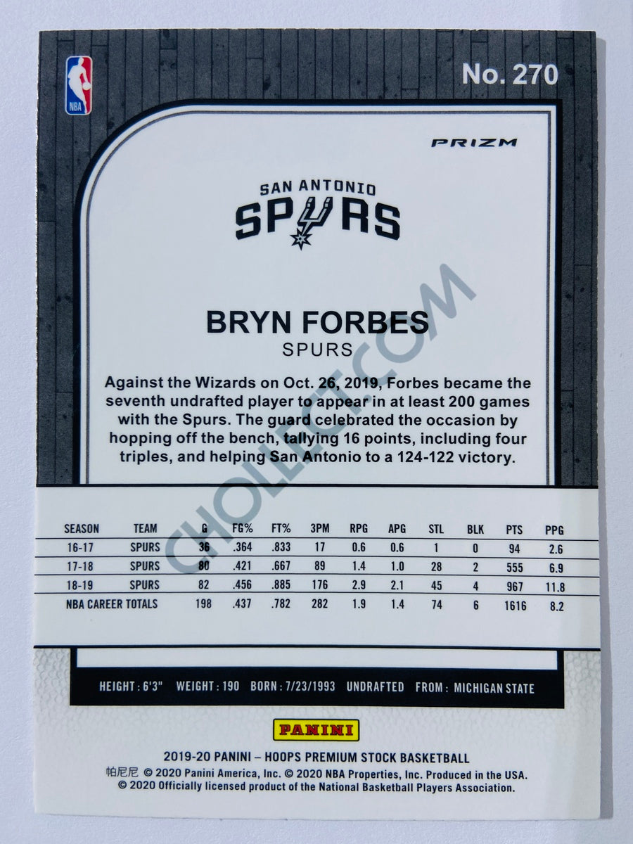 Bryn Forbes - San Antonio Spurs 2019-20 Panini Hoops Premium Stock Silver Parallel #270