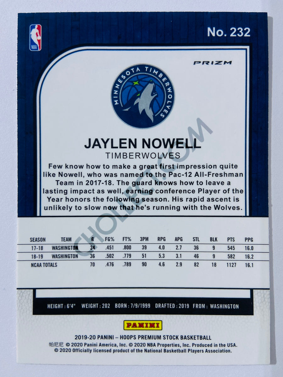 Jaylen Nowell - Minnesota Timberwolves 2019-20 Panini Hoops Premium Stock Silver Parallel RC Rookie #232