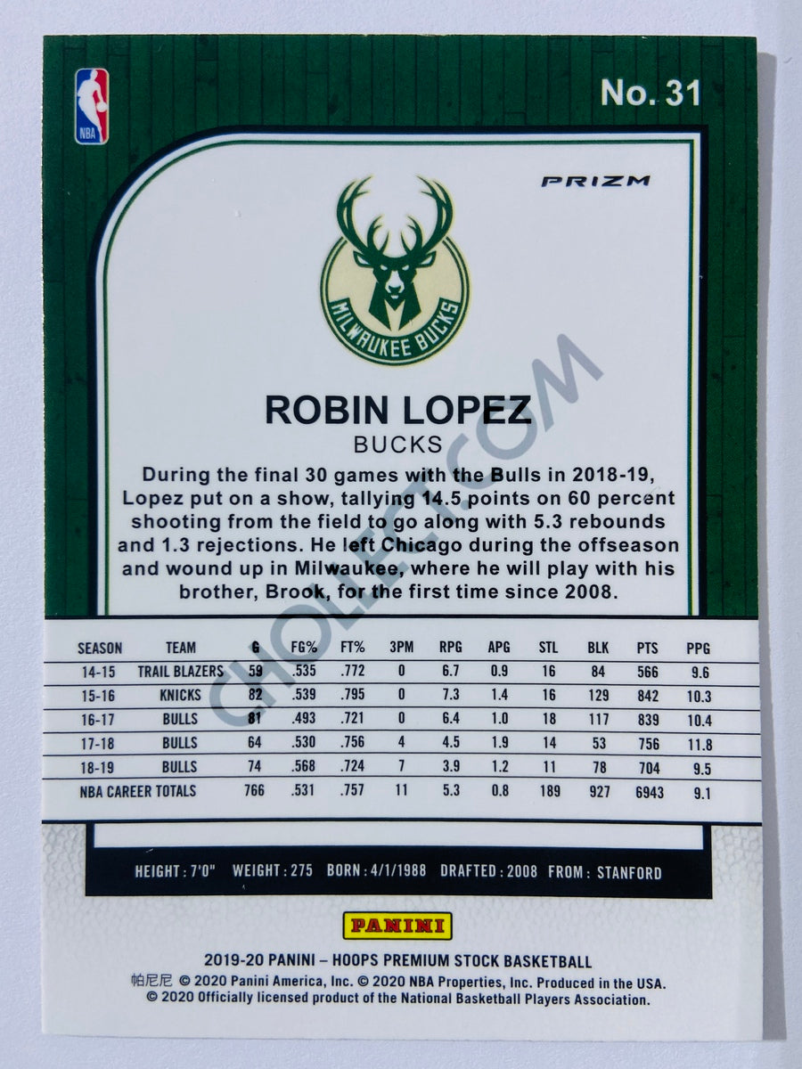 Robin Lopez - Milwaukee Bucks 2019-20 Panini Hoops Premium Stock Red Parallel #31