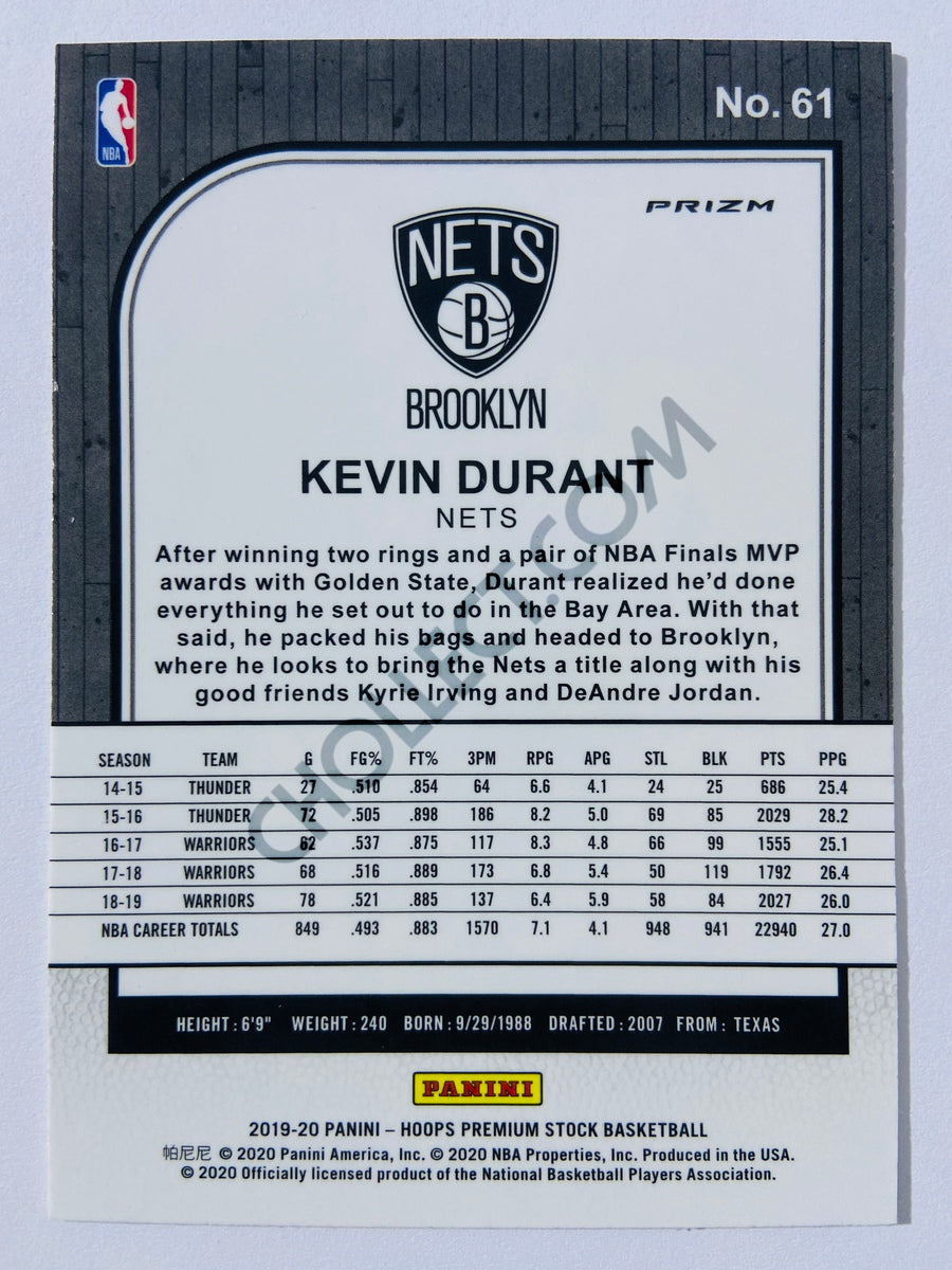Kevin Durant - Brooklyn Nets 2019-20 Panini Hoops Premium Stock Laser Silver Parallel #61