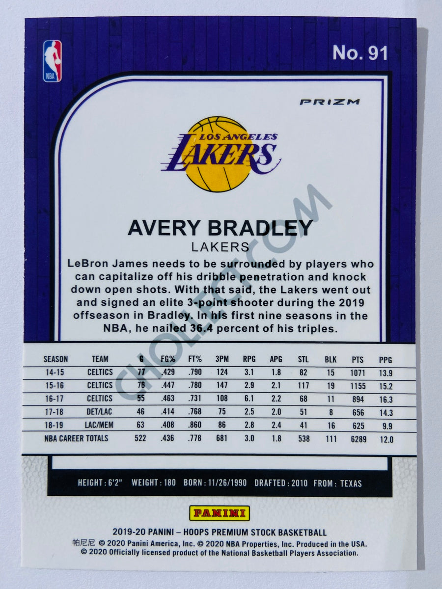 Avery Bradley - Los Angeles Lakers 2019-20 Panini Hoops Premium Stock Laser Silver Parallel #91
