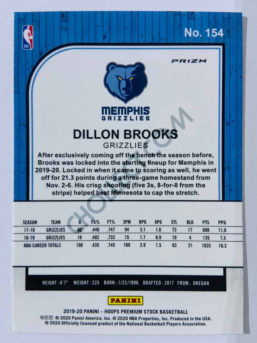 Dillon Brooks - Memphis Grizzlies 2019-20 Panini Hoops Premium Stock Laser Silver Parallel #154