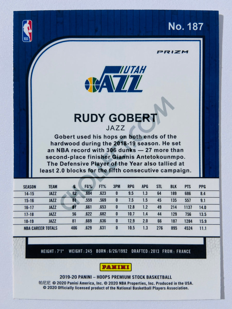 Rudy Gobert - Utah Jazz 2019-20 Panini Hoops Premium Stock Laser Silver Parallel #187