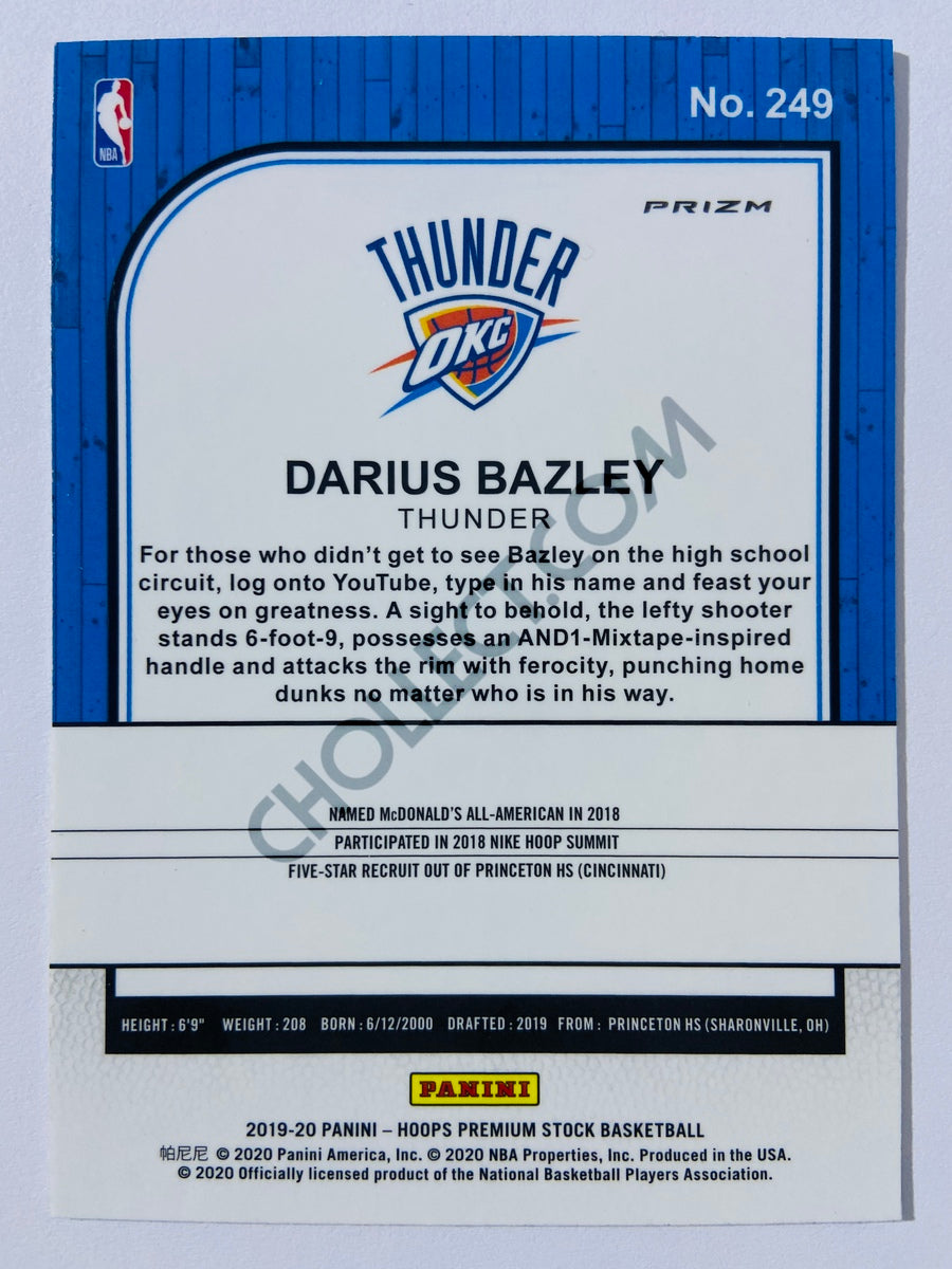 Darius Bazley - Oklahoma City Thunder 2019-20 Panini Hoops Premium Stock Laser Silver Parallel RC Rookie #249