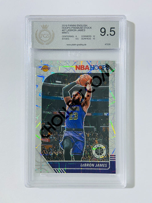 LeBron James - Los Angeles Lakers 2019-20 Panini Hoops Premium Stock Laser Silver Parallel #87 [PGS 9.5] SN: 47228
