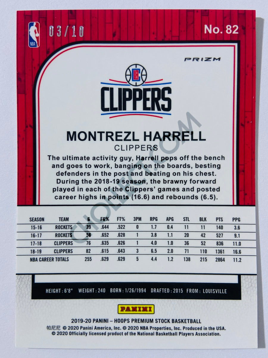 Montrezl Harrell - Los Angeles Clippers 2019-20 Panini Hoops Premium Stock Laser Gold Parallel #82 - 03/10