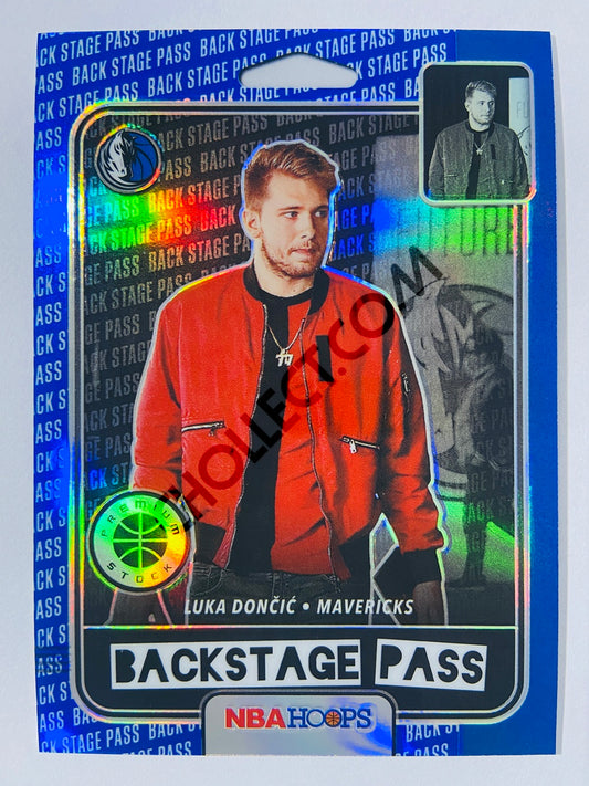 Luka Doncic - Dallas Mavericks 2019-20 Panini Hoops Premium Stock Backstage Pass Insert Blue Parallel #3