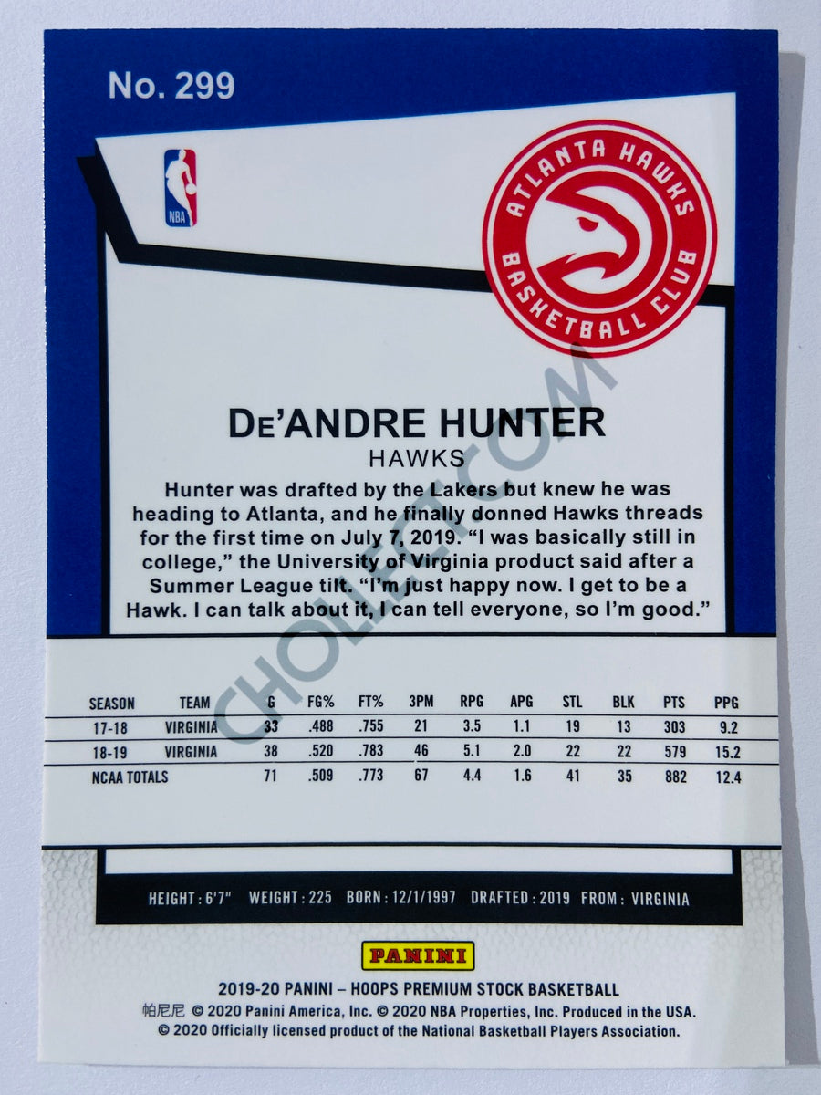 De'Andre Hunter - Atlanta Hawks 2019-20 Panini Hoops Premium Stock Tribute RC Rookie #299