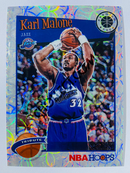 Karl Malone - Utah Jazz 2019-20 Panini Hoops Premium Stock Tribute Scope Silver Parallel #286