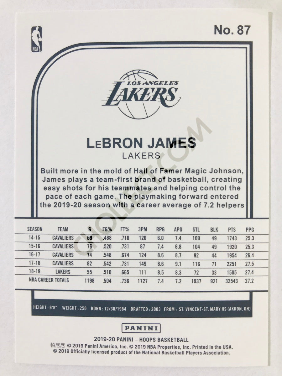 LeBron James - Los Angeles Lakers 2019-20 Panini Hoops #87