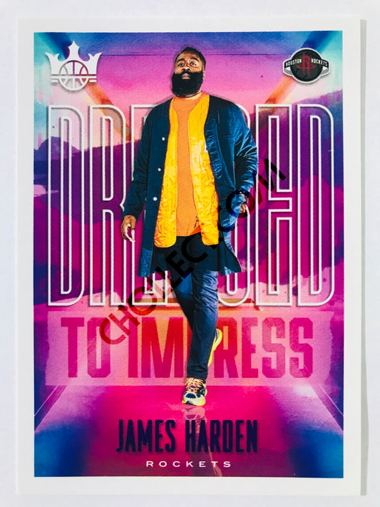 James Harden - Houston Rockets 2019-20 Panini Court Kings Dressed To Impress Insert #9 Amethyst Parallel /99