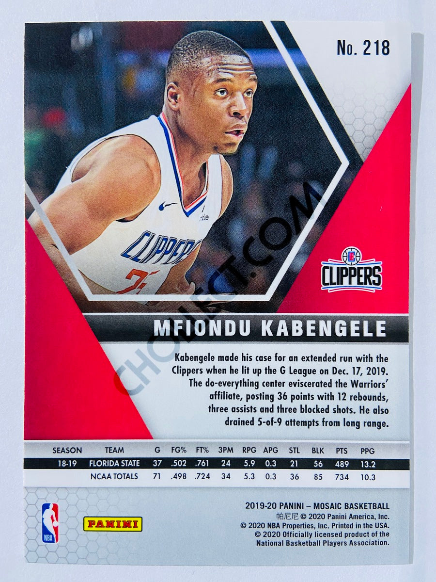 Mfiondu Kabengele - Los Angeles Clippers 2019-20 Panini Mosaic RC Rookie #218