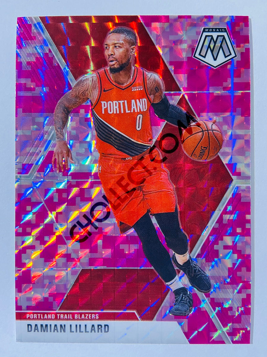 Damian Lillard - Portland Trail Blazers 2019-20 Panini Mosaic Pink Camo Parallel #5