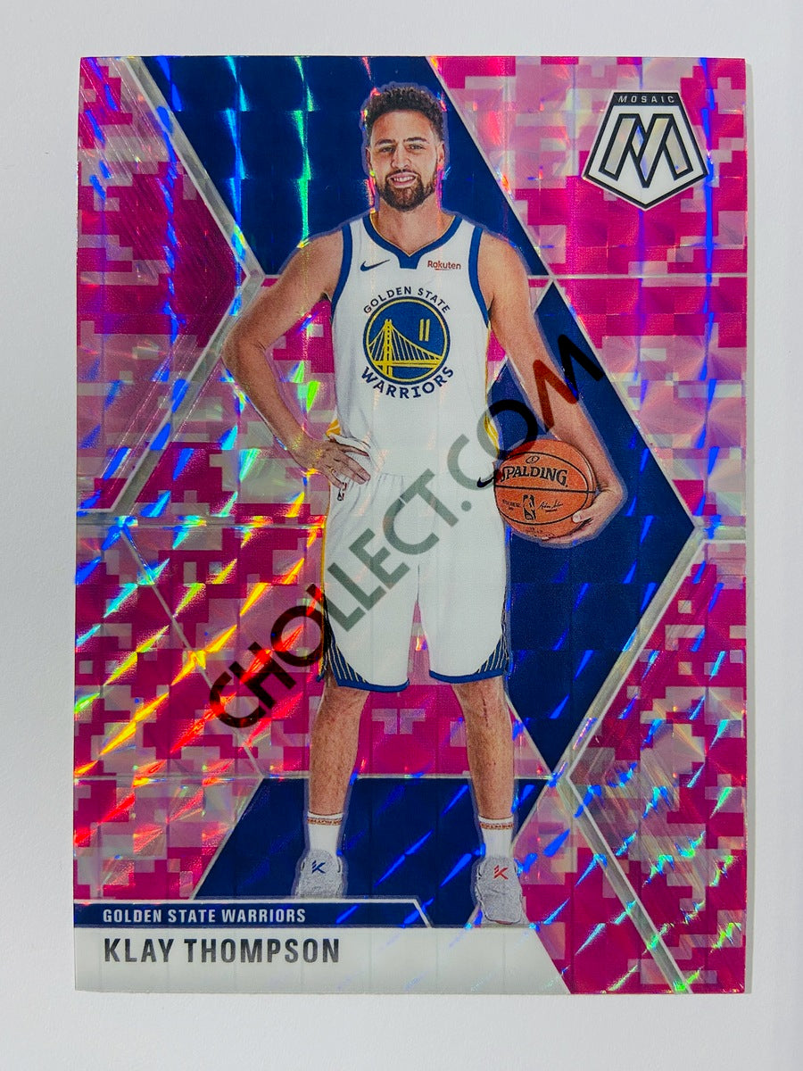 Klay Thompson – Golden State Warriors 2019-20 Panini Mosaic Pink Camo Parallel #80