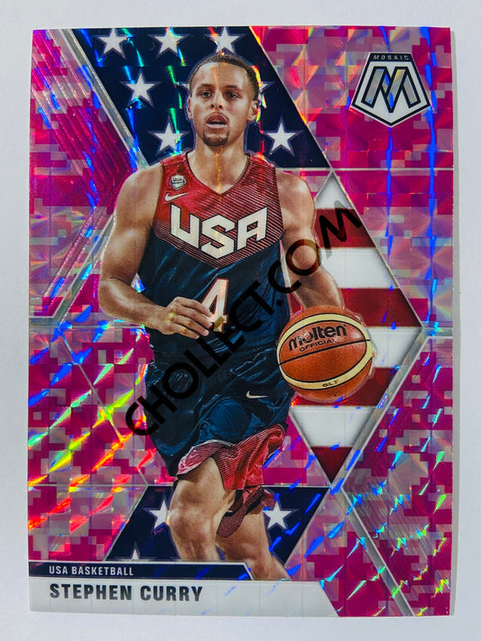 Stephen Curry - Golden State Warriors 2019-20 Panini Mosaic Pink Camo Parallel #260