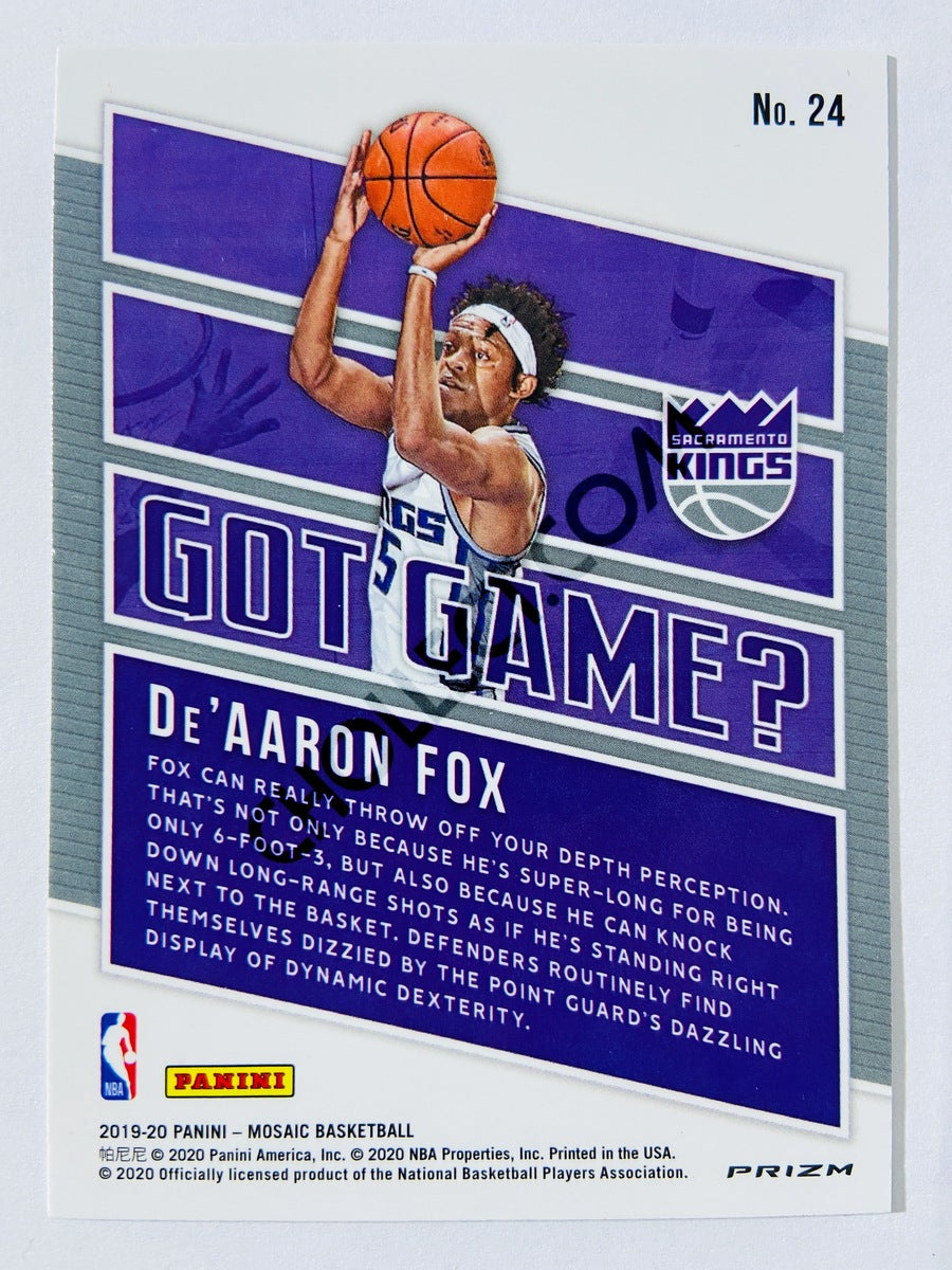 De'Aaron Fox – Sacramento Kings 2019-20 Panini Mosaic Got Game? Mosaic Prizm Parallel #24