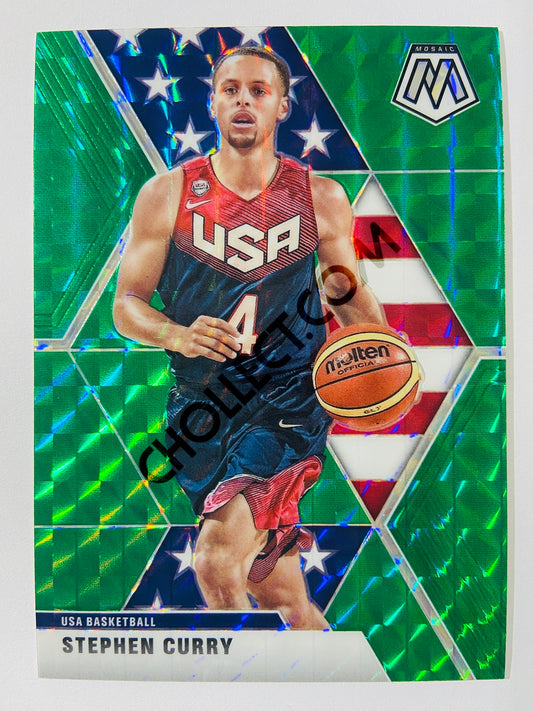 Stephen Curry - USA Basketball 2019-20 Panini Mosaic Green Parallel #260