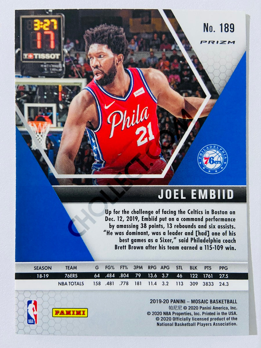 Joel Embiid - Philadelphia 76ers 2019-20 Panini Mosaic Silver Disco Prizm #189