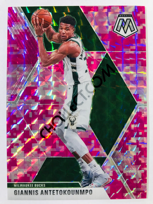 Giannis Antetokounmpo - Milwaukee Bucks 2019-20 Panini Mosaic Base Pink Camo Parallel #75