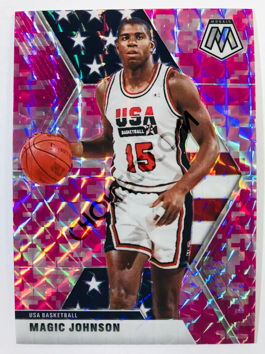 Magic Johnson - USA Basketball 2019-20 Panini Mosaic Pink Camo Parallel #255