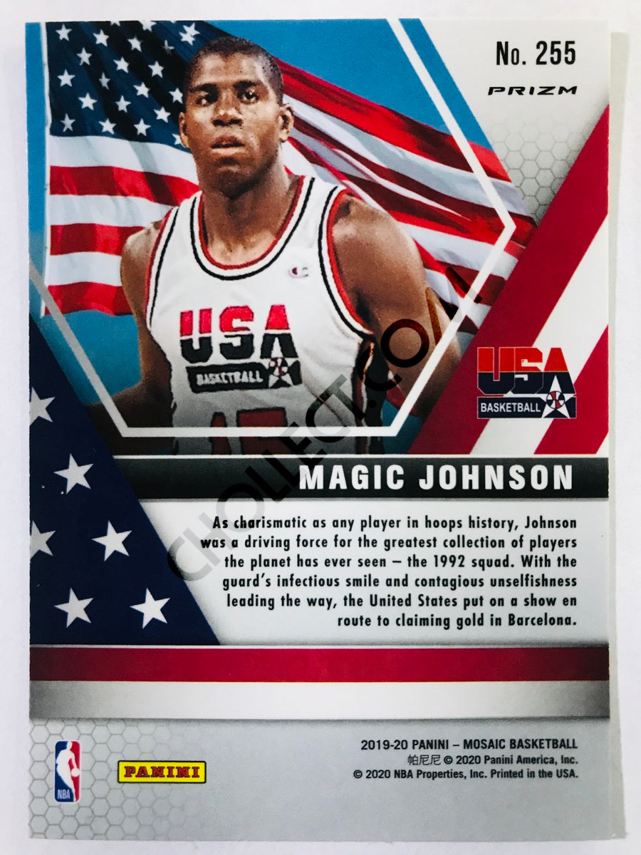 Magic Johnson - USA Basketball 2019-20 Panini Mosaic Pink Camo Parallel #255