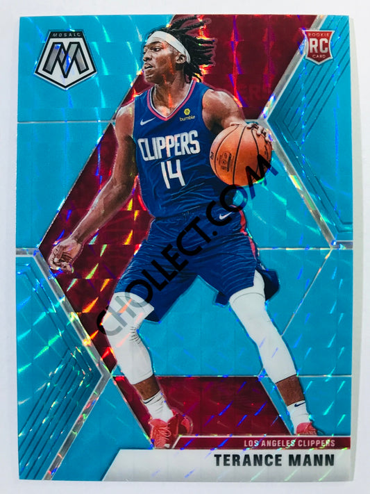 Terance Mann - Los Angeles Clippers 2019-20 Panini Mosaic RC Rookie #246 Blue Fluorescent Parallel /15