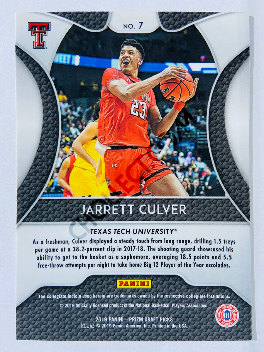 Jarrett Culver - Texas Tech University 2019-20 Panini Prizm Draft Picks RC Rookie #7