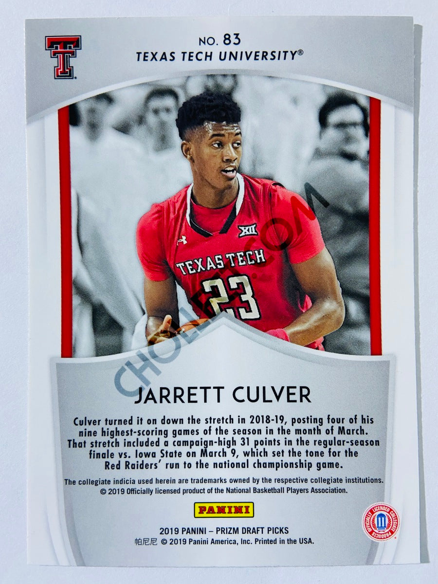 Jarrett Culver - Texas Tech University 2019-20 Panini Prizm Draft Picks Crusade Rookie Card #83