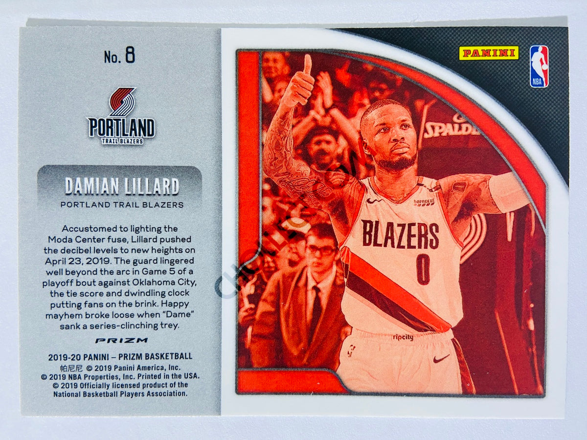 Damian Lillard - Portland Trail Blazers 2019-20 Panini Prizm Get Hyped! Silver Parallel #8