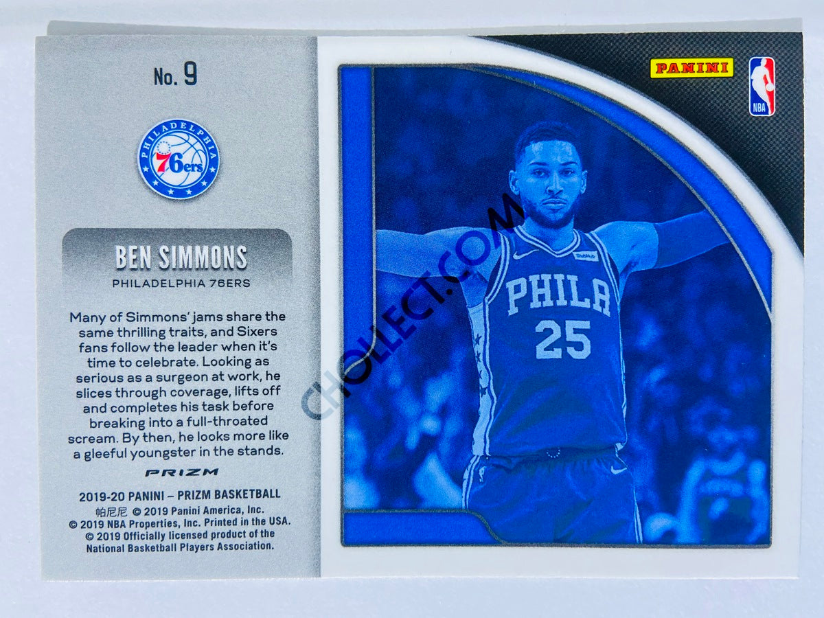 Ben Simmons - Philadelphia 76ers 2019-20 Panini Prizm Get Hyped! Silver Parallel #9