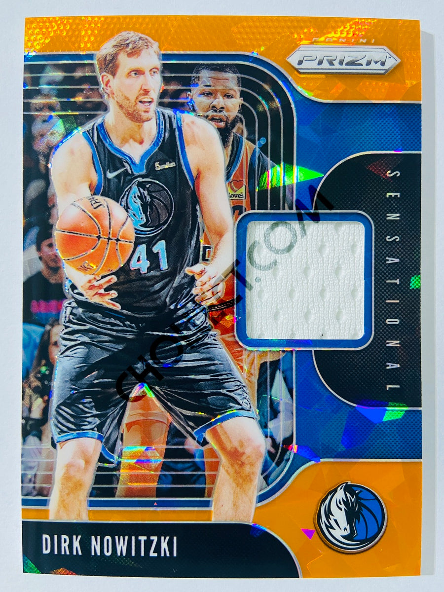 Dirk Nowitzki - Dallas Mavericks 2019-20 Panini Prizm Sensational Swatches Orange Cracked Ice #SS-DNW