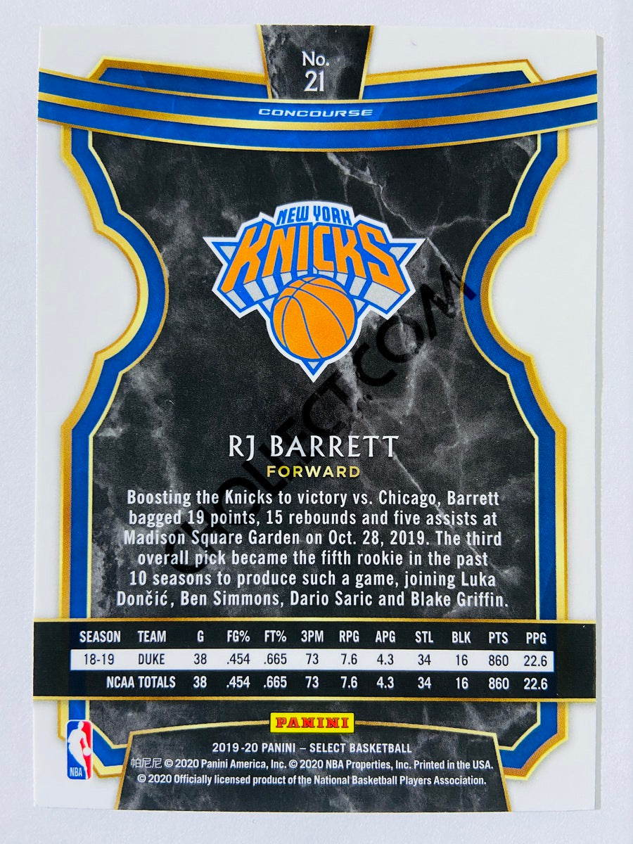 RJ Barrett - New York Knicks 2019-20 Panini Select Concourse Level RC Rookie #21