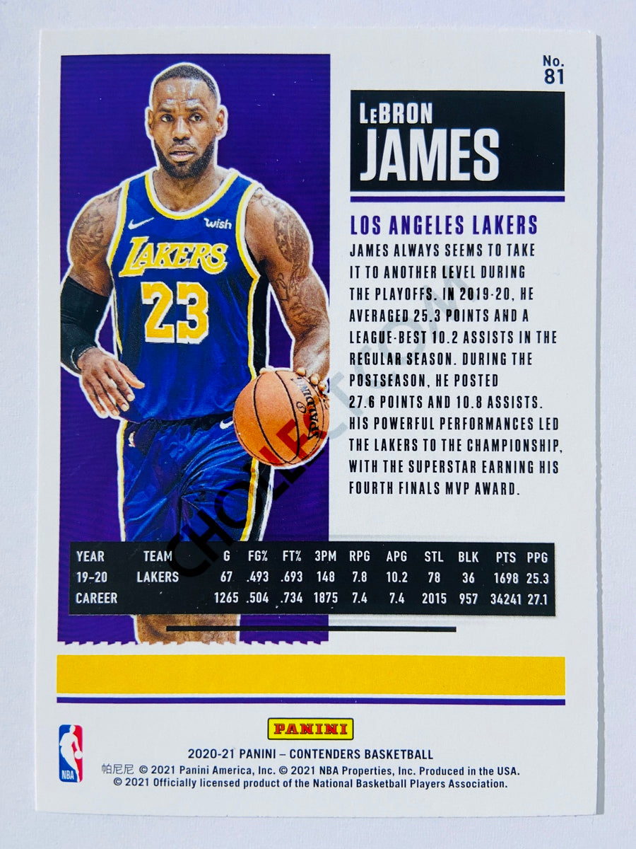 LeBron James - Los Angeles Lakers 2020-21 Panini Contenders Season Ticket #81