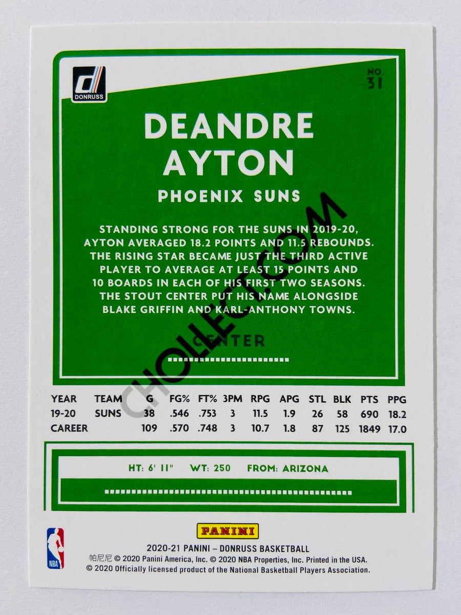 Deandre Ayton - Phoenix Suns 2020-21 Panini Donruss #31
