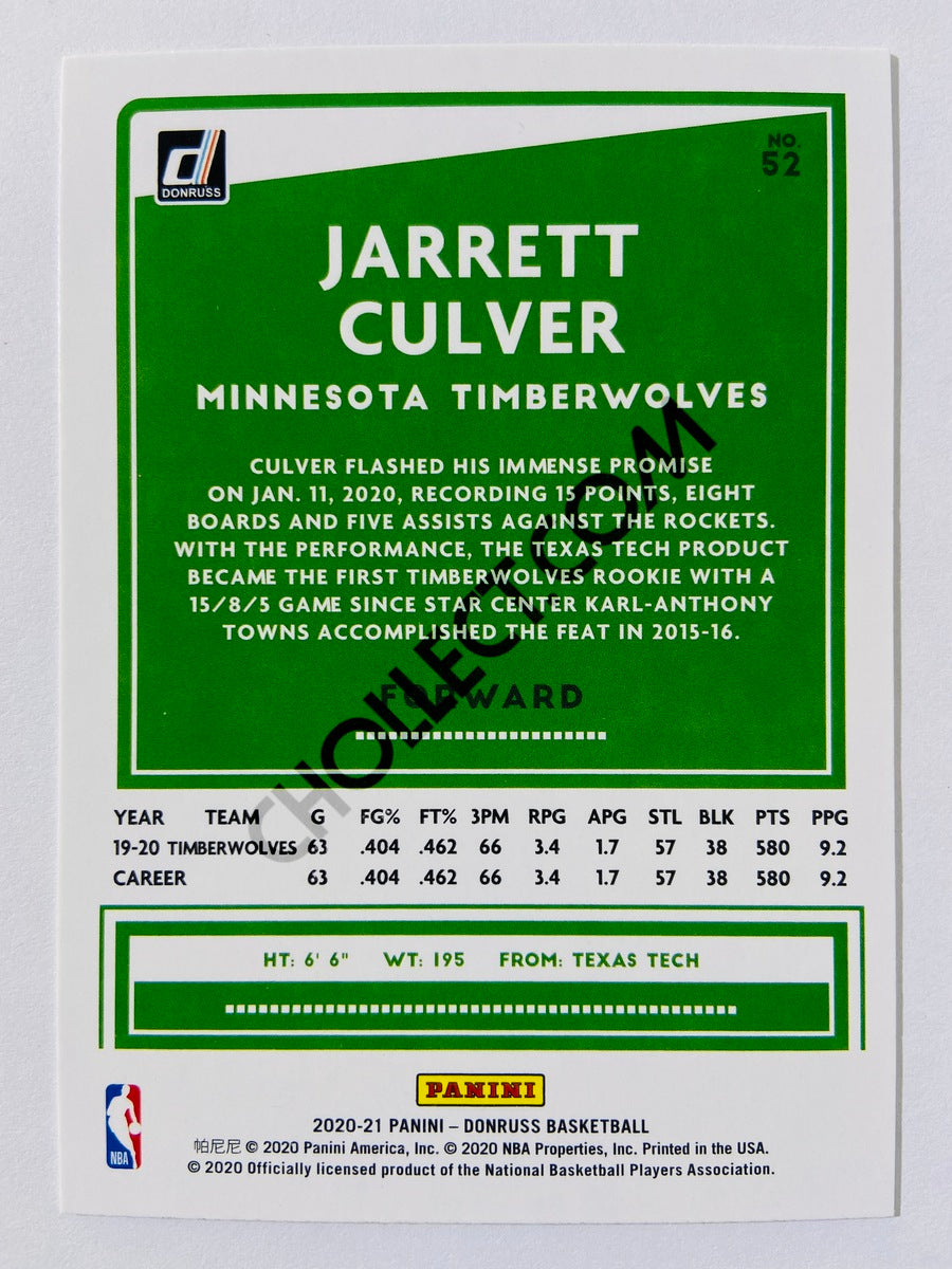 Jarrett Culver - Minnesota Timberwolves 2020-21 Panini Donruss #52