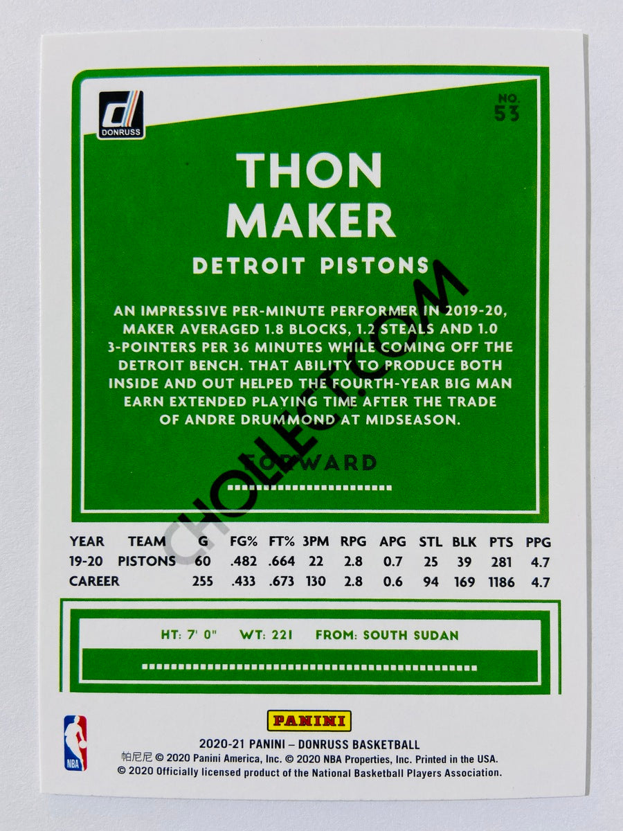 Thon Maker - Detroit Pistons 2020-21 Panini Donruss #53