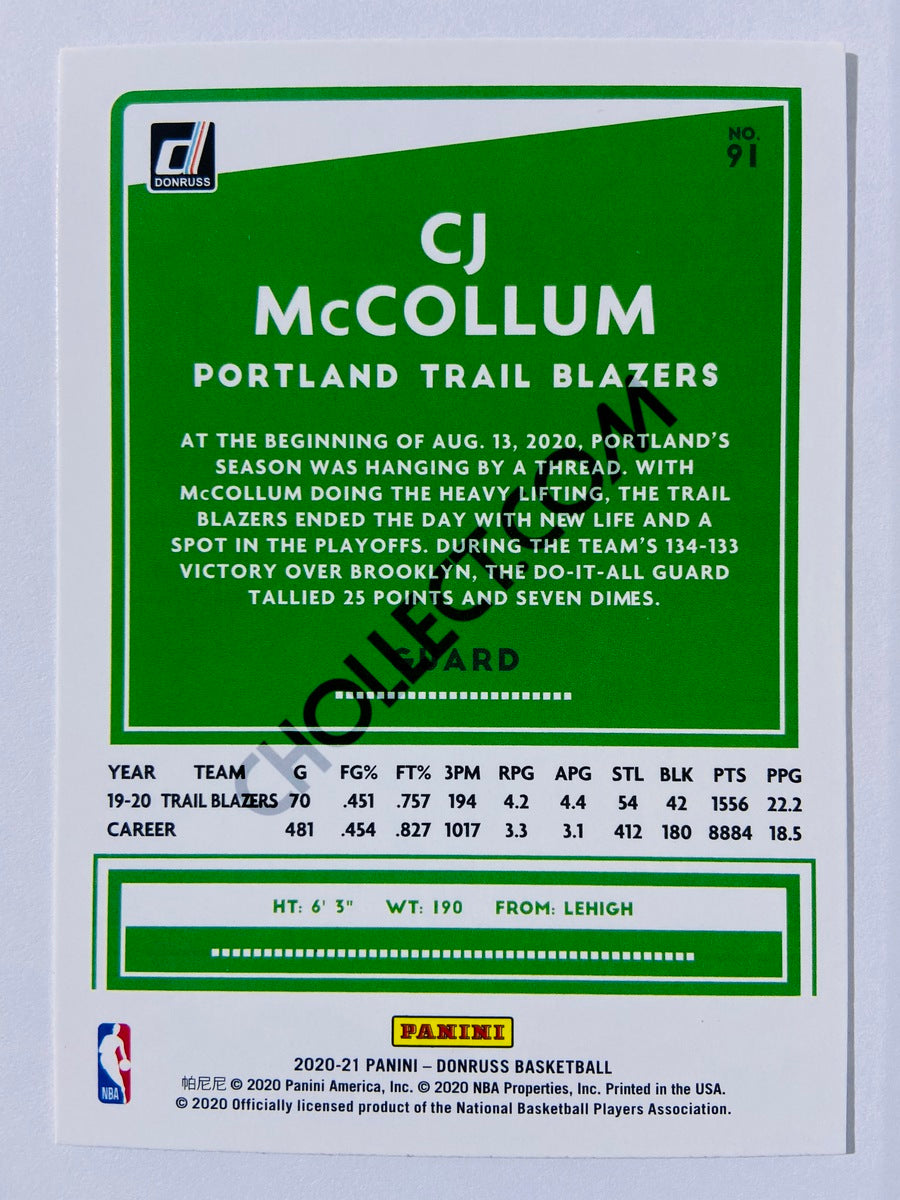 CJ McCollum - Portland Trail Blazers 2020-21 Panini Donruss #91