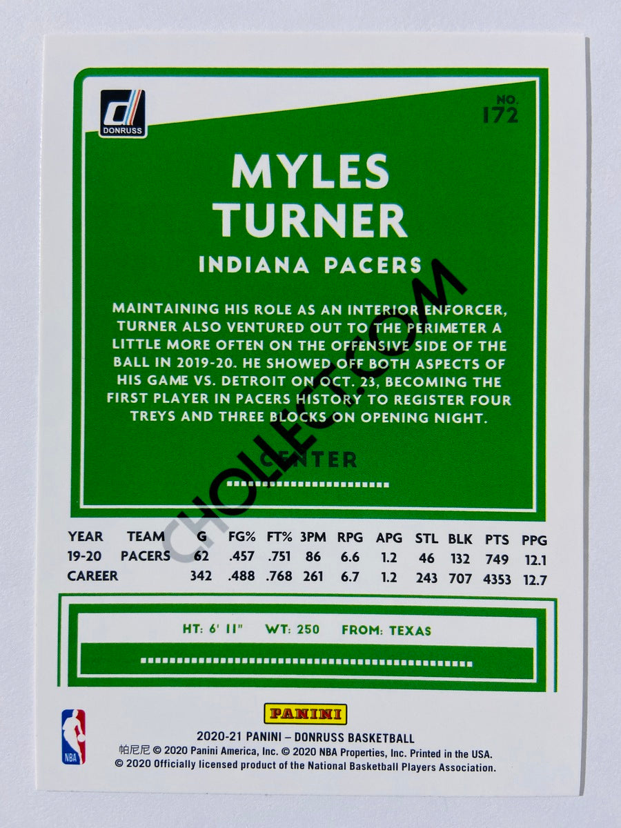 Myles Turner - Indiana Pacers 2020-21 Panini Donruss #172