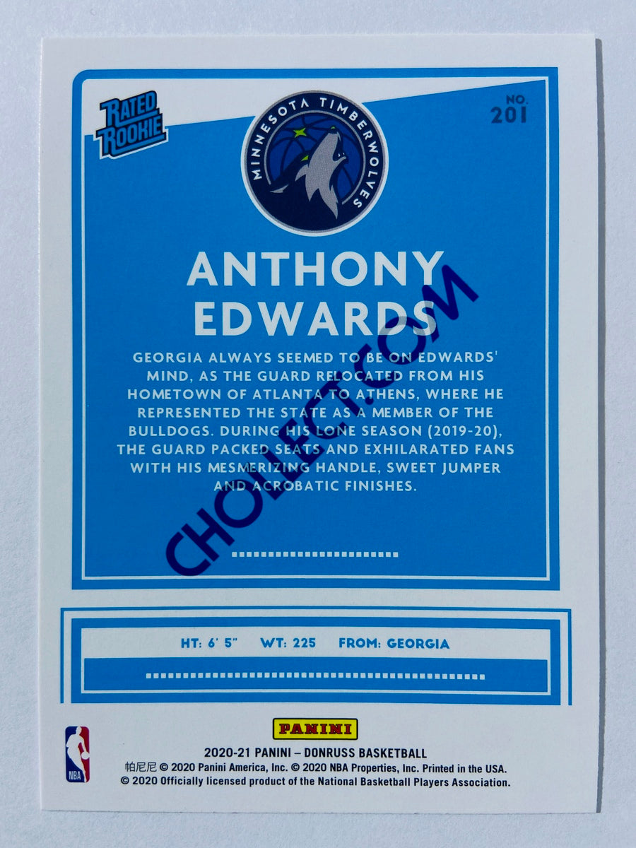 Anthony Edwards - Minnesota Timberwolves 2020-21 Panini Donruss Rated Rookie #201