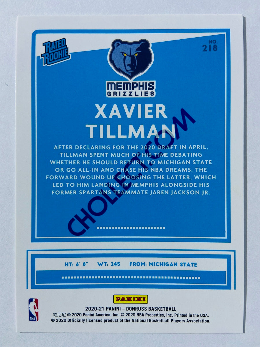 Xavier Tillman - Memphis Grizzlies 2020-21 Panini Donruss Rated Rookie #218