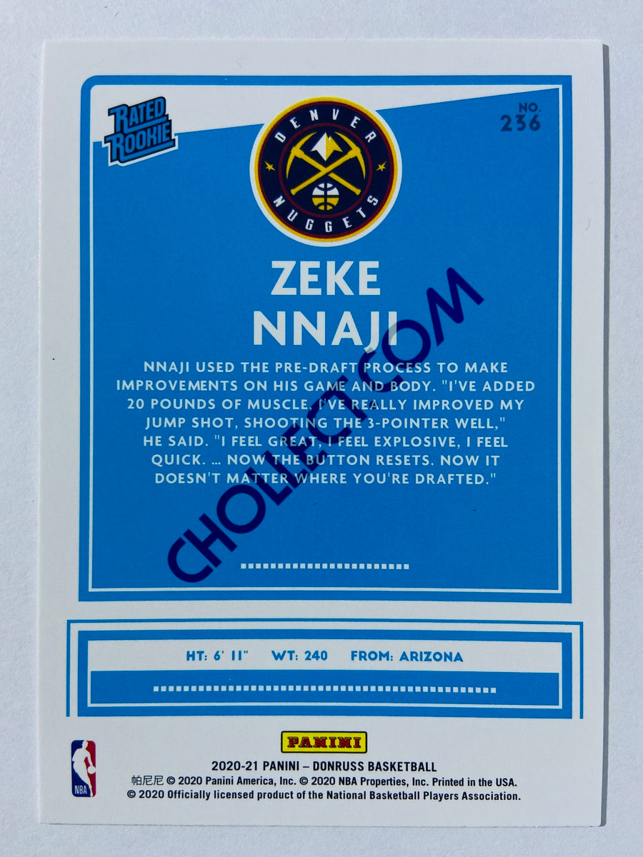Zeke Nnaji - Denver Nuggets 2020-21 Panini Donruss Rated Rookie #236