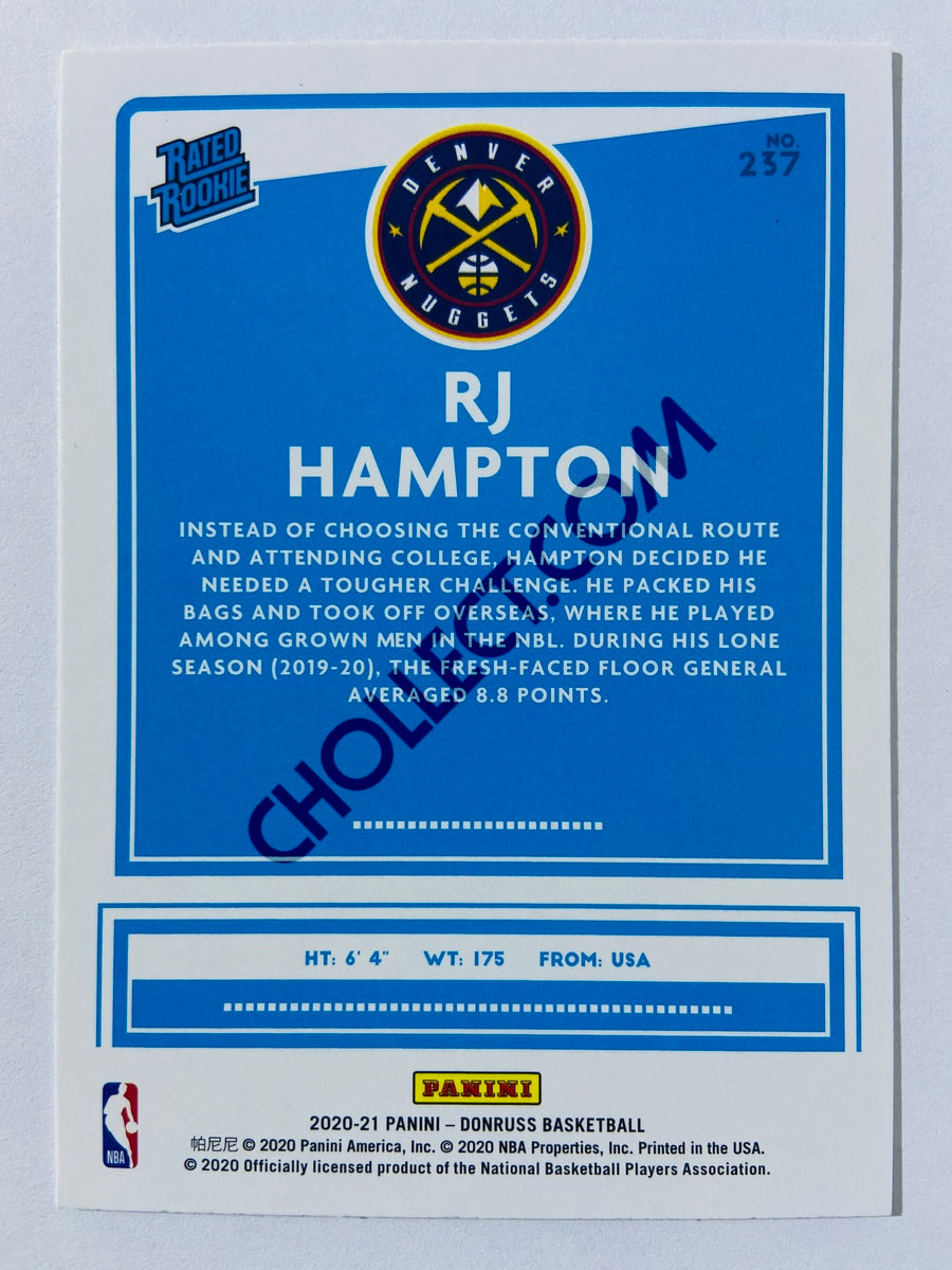 RJ Hampton - Denver Nuggets 2020-21 Panini Donruss Rated Rookie #237