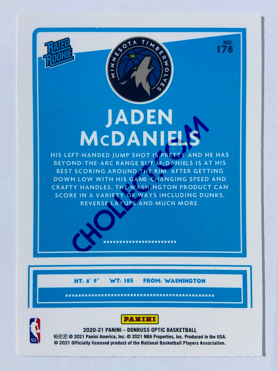 Jaden McDaniels - Minnesota Timberwolves 2020-21 Panini Donruss Optic Rated Rookie #178