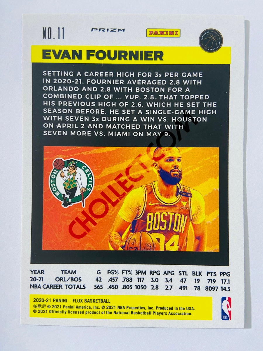 Evan Fournier - Boston Celtics 2020-21 Panini Flux Blue Cracked Ice Parallel #11